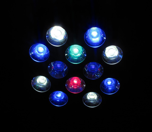 14k led
Total Led: 12
Led Power: 3 watt
Led Colors:
(4) 455nm Royal Blue
(4) 6500K Cool White 
(2) 405nm UV 
(1) 660nm Deep Red
(1) 495nm Cyan
Optics: 60 degree standard
Warranty: 2 year