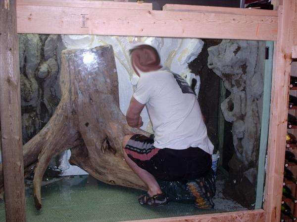 9. I did a lot of research on this project before attempting it, and a lot of time was put into the proper mix of concrete I would use to cover the styrofoam and create a natural looking environment. My main concern was the chemistry of the water with this much concrete inside. I used a mixture pure concret (do not recall exact name) and oyster shell which was painted onto the styrofoam. It turned out fantastic and created an extremely secure environment for the aquarium. Of course, hundreds of hiding places were created.