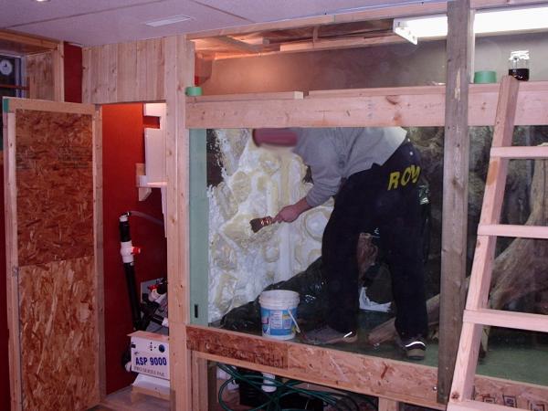 11. I had recruited numerous friends through the ordeal. You can see the filtration system to the left, which I had modified numerous times during the build. I started with an open system wet/dry sump, then went to a closed loop. The filter was not complete (by my standards) by the time we sold the place.